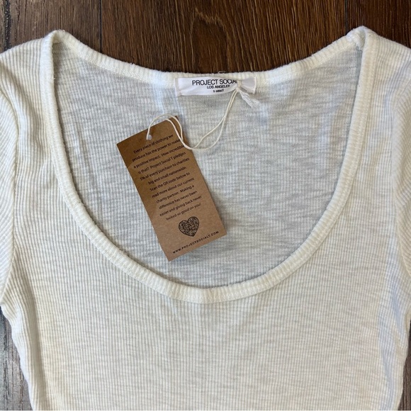 Project social T Here's the Scoop Rib Tee Vintage White SZ XS - Picture 3 of 5